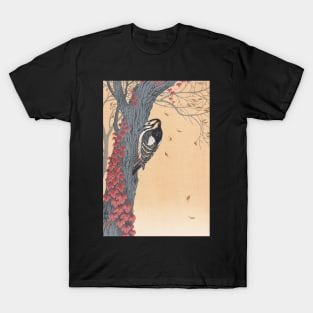 Woodpecker by Ohara Koson T-Shirt